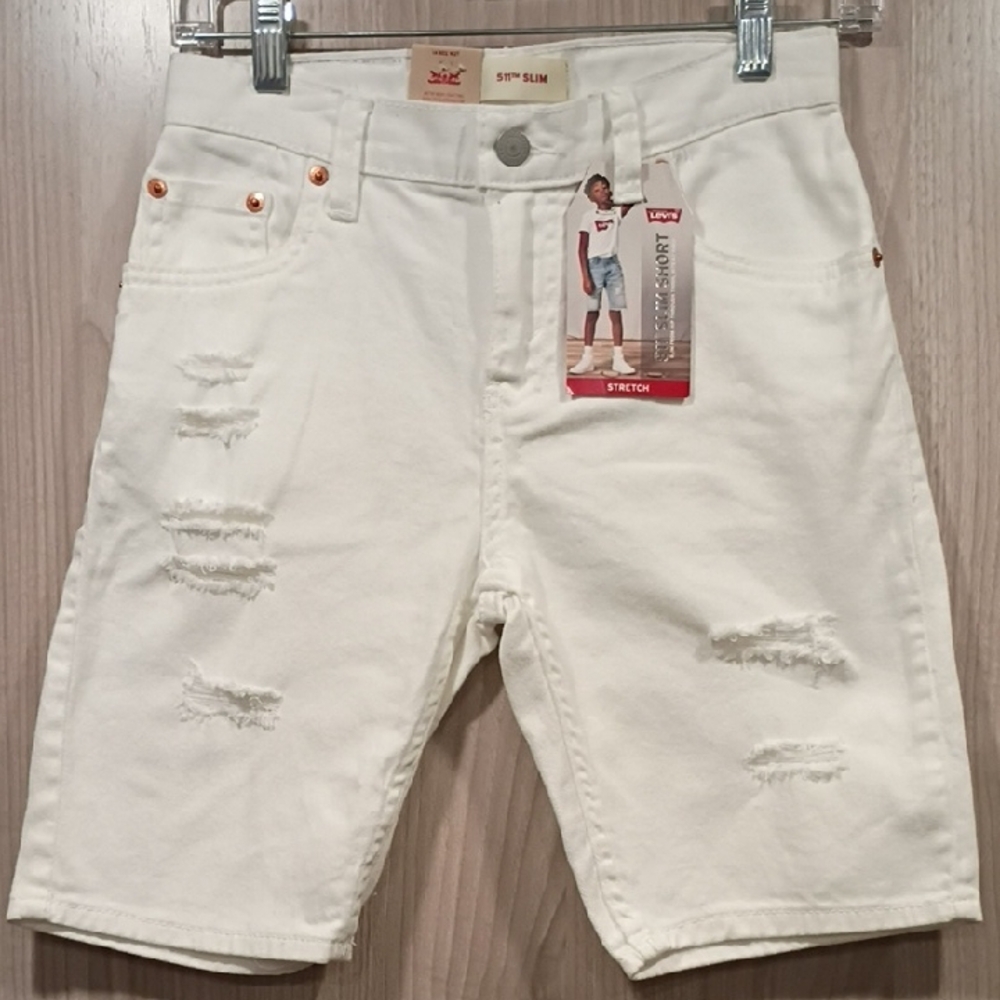 1. NWT 511 Boys Levi's White Distressed Jean Shorts